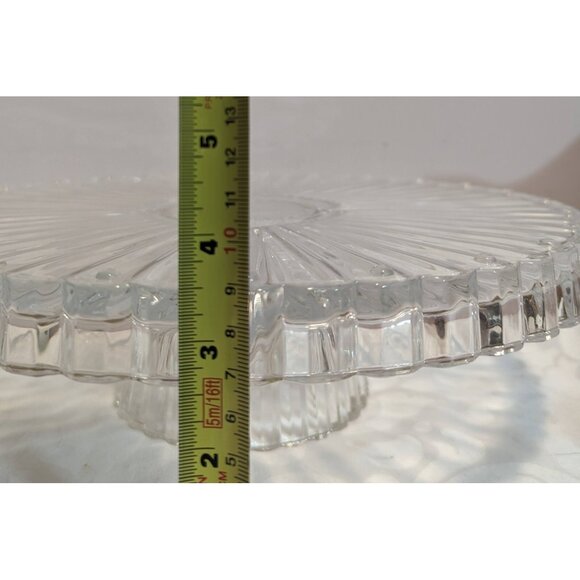 Crystal Clear Faceted Crystal 2 in 1 Pedestal Cake Plate/Vegetable Chip and Dip - Picture 6 of 7